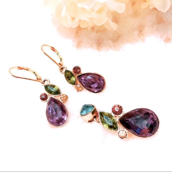 Avon Jewelry - 5|$25 EARRING & PENDANT SET GOLD PURPLE GREEN BLUE AVON